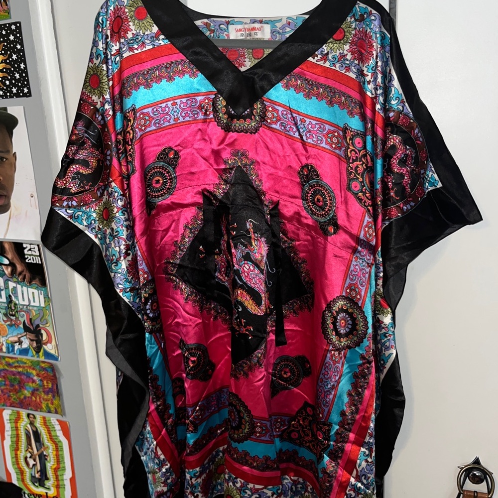 Y2k Sangyuaniao Vibrant Multicolor Kaftan Dress